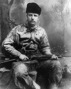 Picture of Theodore Roosevelt. Photo by George Grantham Baine in 1885 (public domain). TR dressed in his hunting garb. Rumor is he loved chili...