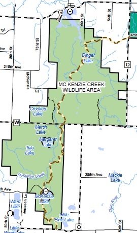McKenzie Creek Wildlife Area; a section of the Ice Age Trail runs through it.