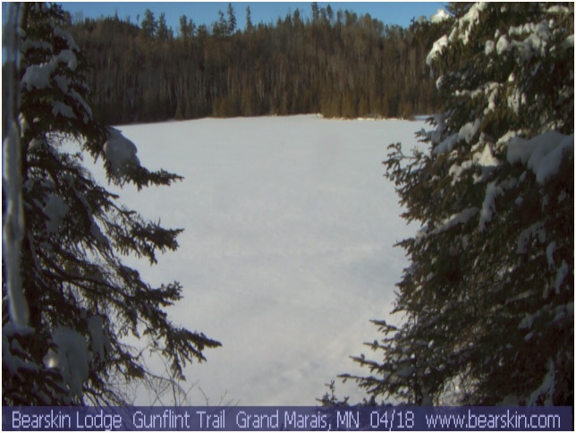Image taken from East Bearskin Lodge and Outfitter's webcam. Makes me wonder if ice will be off the BWCA lakes in time for my May 2018 trip.