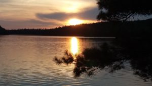 Sunset from my campsite on Alder Lake in the BWCA.